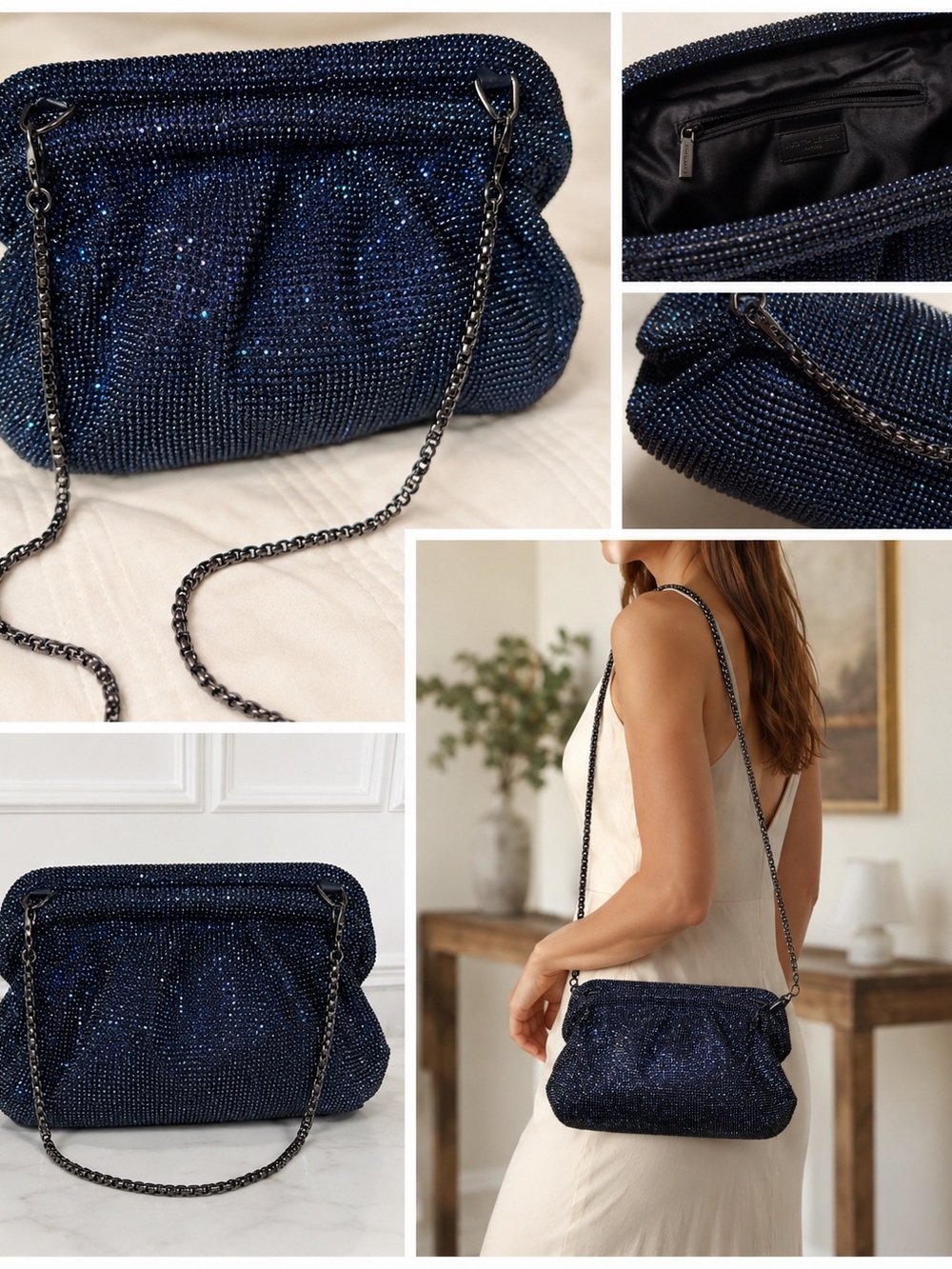 BC B and C glitter navy blue evening formal handbag NWT $108